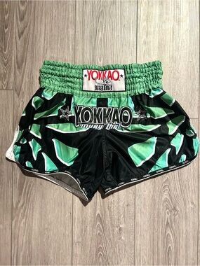 Authentic YOKKAO Muay Thai Boxing Shorts - green/black